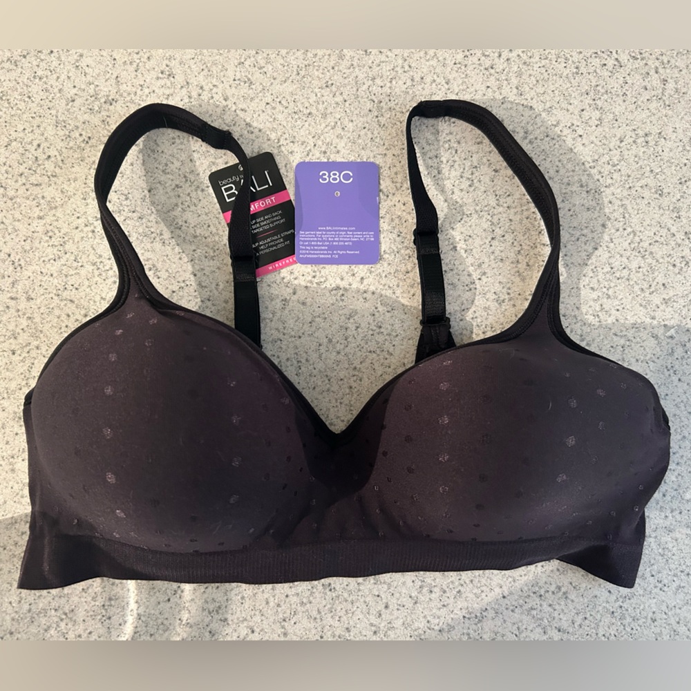 Bali Wireless Black Bra with Dotted Pattern